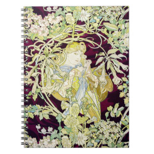 Alphonse Mucha Frau mit Gänseblümchen Art Nouveau  Notizblock