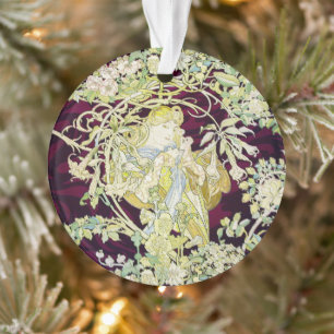 Alphonse Mucha Frau mit Gänseblümchen Art Nouveau Ornament