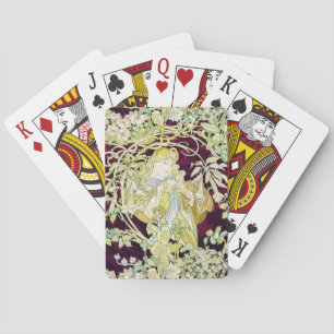 Alphonse Mucha Frau mit Gänseblümchen Art Nouveau Spielkarten