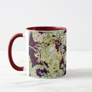 Alphonse Mucha Frau mit Gänseblümchen Art Nouveau Tasse