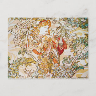 Alphonse Mucha - Frau mit Gänseblümchen Postkarte