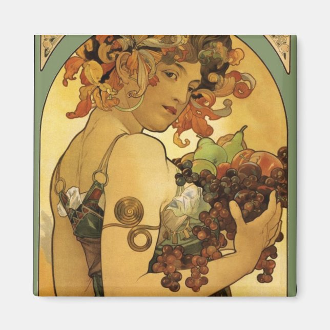 Alphonse Mucha Fruchtmalerei Magnet (Vorne)