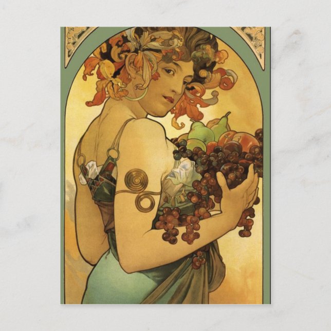 Alphonse Mucha Fruchtmalerei Postkarte (Vorderseite)