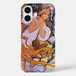 Alphonse Mucha Frühlingszeit, Vintage Art Nouveau iPhone 16 Hülle