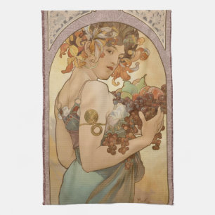 Alphonse Mucha Fruit Art Nouveau Vintage Jungfrau Geschirrtuch