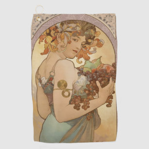 Alphonse Mucha Fruit Art Nouveau Vintage Jungfrau Golfhandtuch