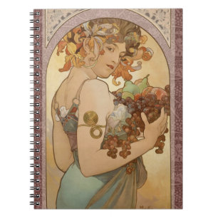 Alphonse Mucha Fruit Art Nouveau Vintage Jungfrau Notizblock