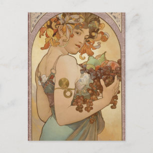 Alphonse Mucha Fruit Art Nouveau Vintage Jungfrau Postkarte