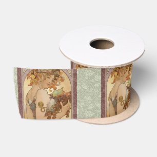 Alphonse Mucha Fruit Art Nouveau Vintage Jungfrau Satinband