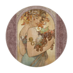 Alphonse Mucha Fruit Art Nouveau Vintage Jungfrau Schneidebrett