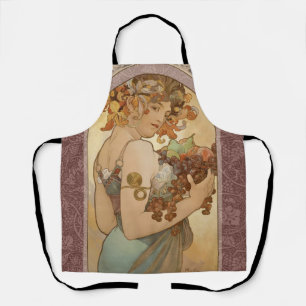 Alphonse Mucha Fruit Art Nouveau Vintage Jungfrau Schürze