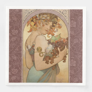 Alphonse Mucha Fruit Art Nouveau Vintage Jungfrau Serviette