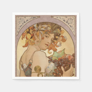 Alphonse Mucha Fruit Art Nouveau Vintage Jungfrau Serviette