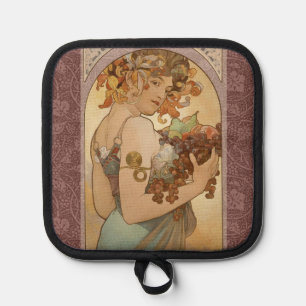 Alphonse Mucha Fruit Art Nouveau Vintage Jungfrau Topflappen
