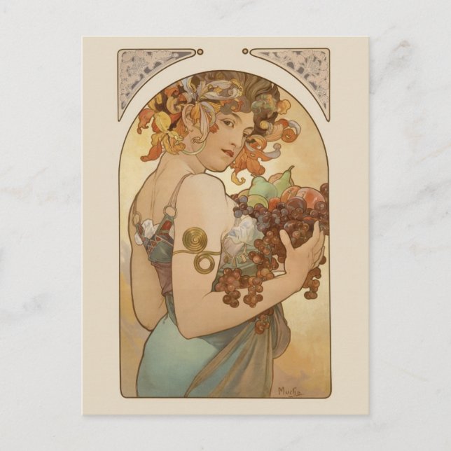 Alphonse Mucha Fruit CC0405 Art Nouveau Postcard Postkarte (Vorderseite)