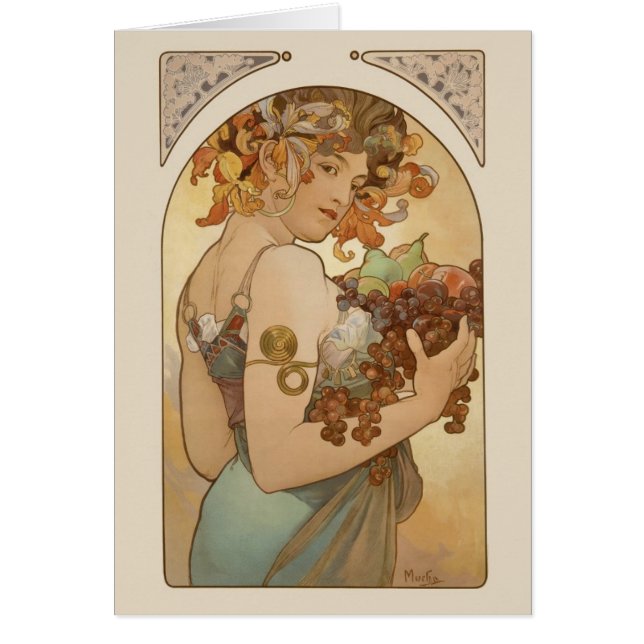 Alphonse Mucha Fruit CC0406 Jugendstilkarte (Vorne)