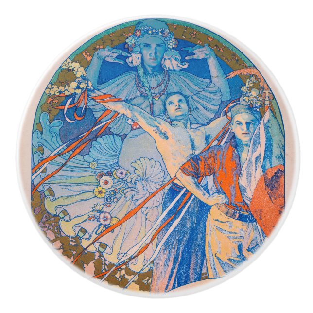 Alphonse Mucha für das Sokol Festival (1926) Keramikknauf (Vorderseite)