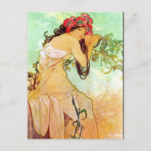 Alphonse Mucha Girl am Teich Postkarte
