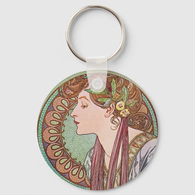 Alphonse Mucha Goddess Art Schlüsselanhänger (Vorderseite)