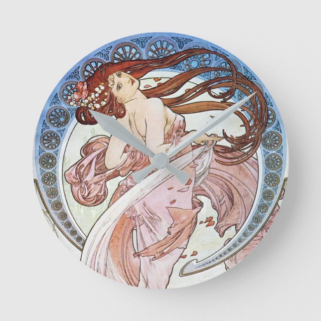 Alphonse Mucha Goddess Runde Wanduhr (Vorderseite)