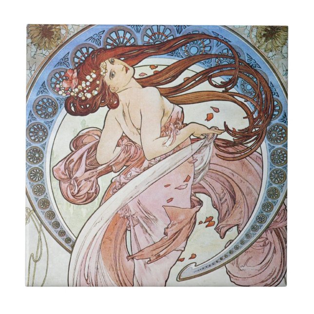 Alphonse Mucha Göttin Fliese (Vorderseite)