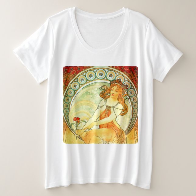 Alphonse Mucha Große Größe T-Shirt (Design vorne)