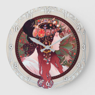 Alphonse Mucha Große Wanduhr