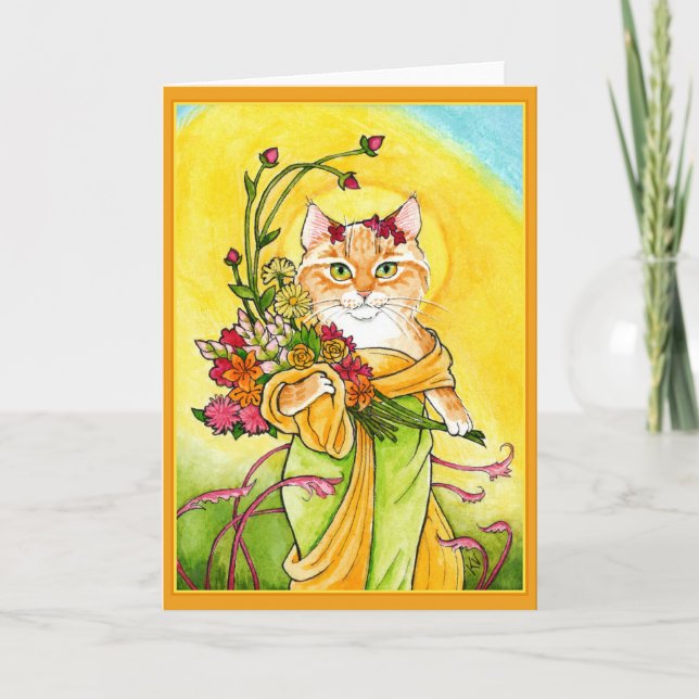 Alphonse Mucha Grußkarte für niedliche Katze Karte (Vorderseite)