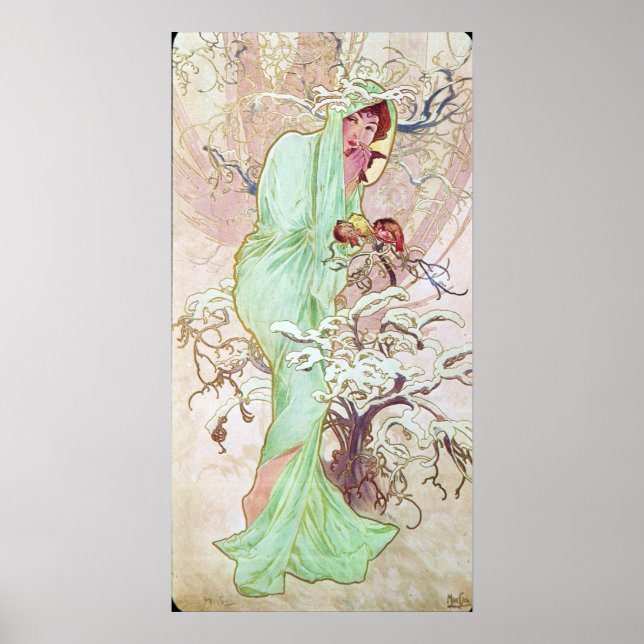 Alphonse Mucha Hiver/Winter 1896 Poster (Vorne)