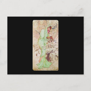 Alphonse Mucha Hiver Winter Postkarte