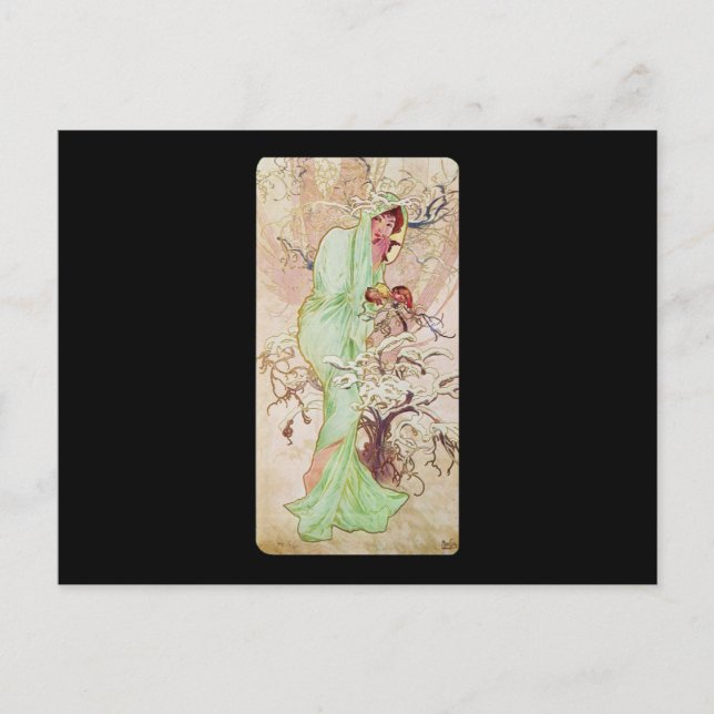 Alphonse Mucha Hiver Winter Postkarte (Vorderseite)