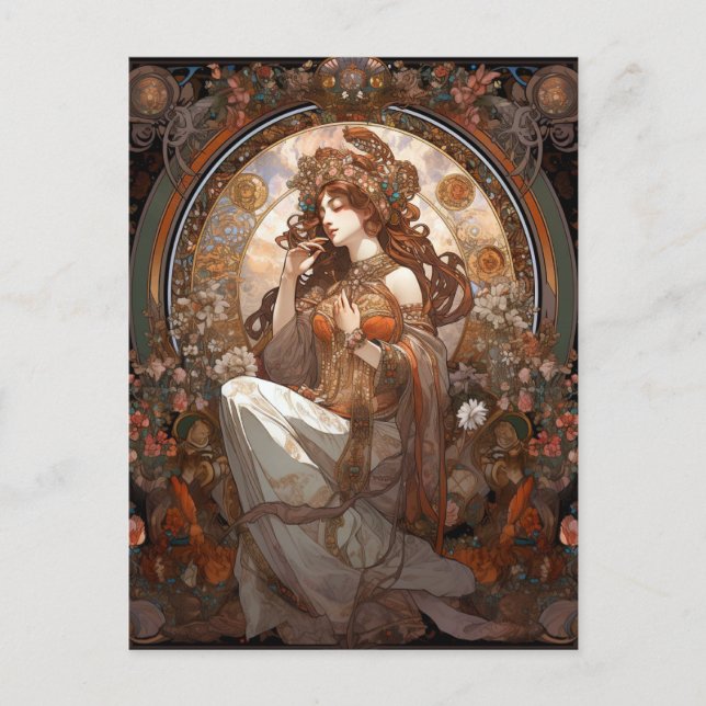 Alphonse Mucha Inspiriert Jugendstil Postkarte (Vorderseite)