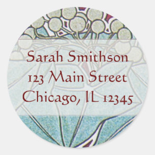 Alphonse Mucha Ivy Art Nouveau Address Labels Runder Aufkleber