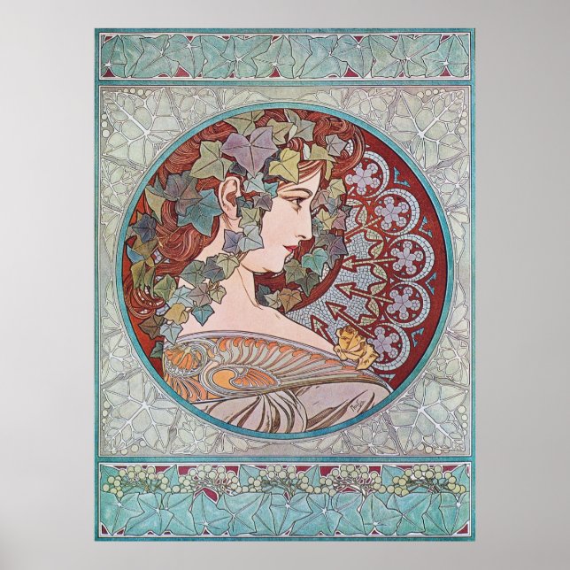 Alphonse Mucha Ivy Art Nouveau Poster drucken (Vorne)