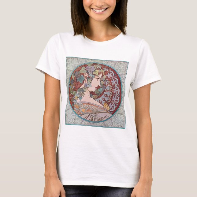 Alphonse Mucha Ivy Art Nouveau Shirt Top T - Shirt (Vorderseite)