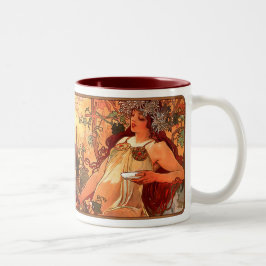 Alphonse Mucha Jugendherberge Lady Coffee Cup Tass Zweifarbige Tasse