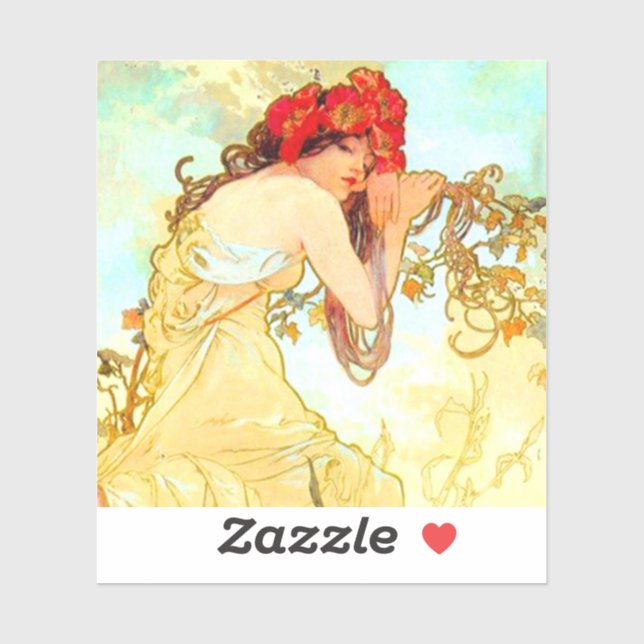 Alphonse Mucha Jugendstil Sommer Aufkleber (Blatt)