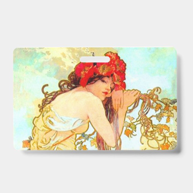 Alphonse Mucha Jugendstil Sommer Ausweis (Vorderseite)