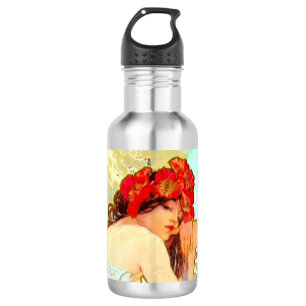 Alphonse Mucha Jugendstil Sommer Edelstahlflasche