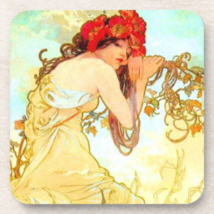Alphonse Mucha Jugendstil Sommer Getränkeuntersetzer