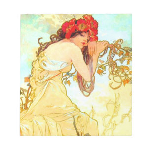 Alphonse Mucha Jugendstil Sommer Notizblock