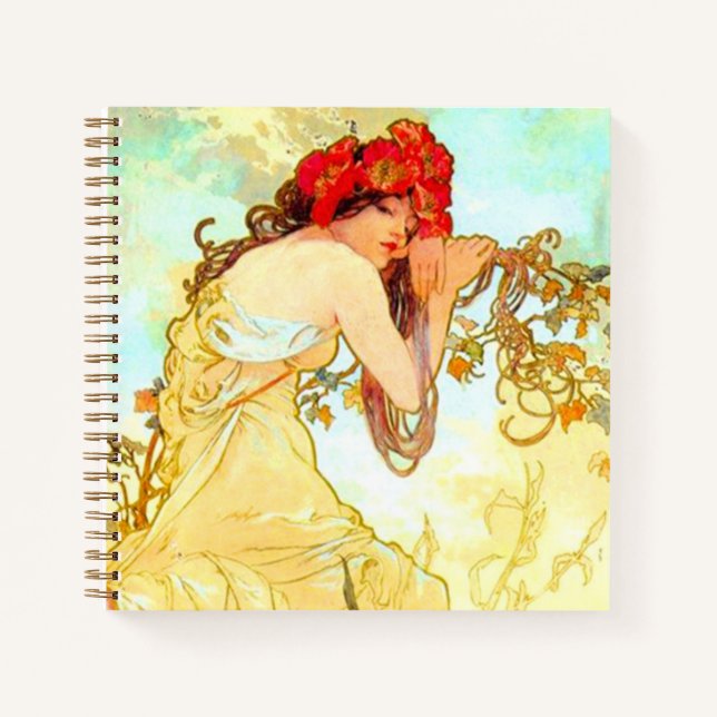 Alphonse Mucha Jugendstil Sommer Notizbuch (Vorderseite)