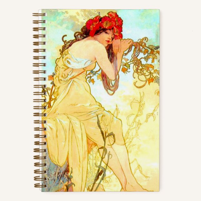 Alphonse Mucha Jugendstil Sommer Notizbuch (Vorderseite)