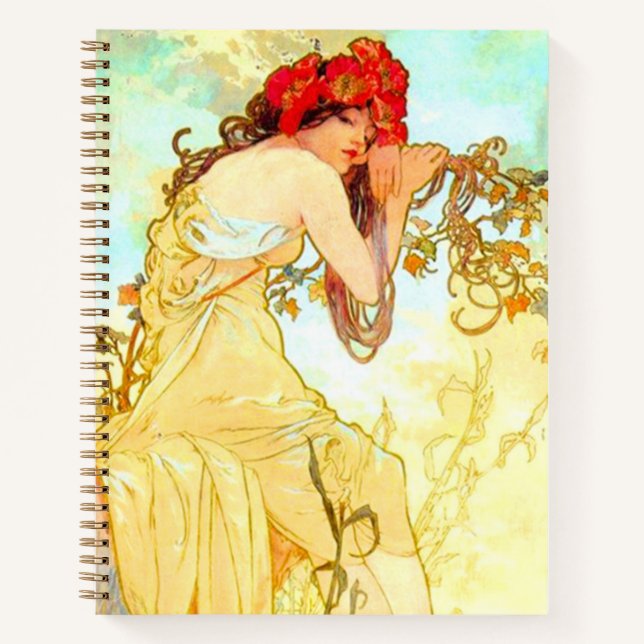 Alphonse Mucha Jugendstil Sommer Notizbuch (Vorderseite)