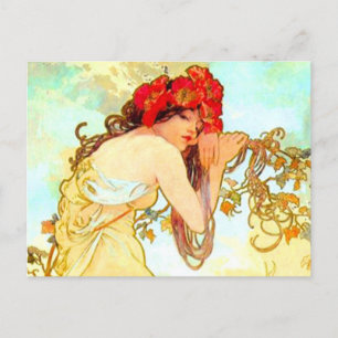Alphonse Mucha Jugendstil Sommer Postkarte