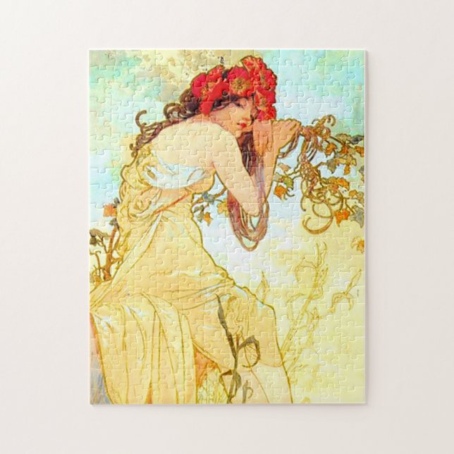 Alphonse Mucha Jugendstil Sommer Puzzle (Vertikal)