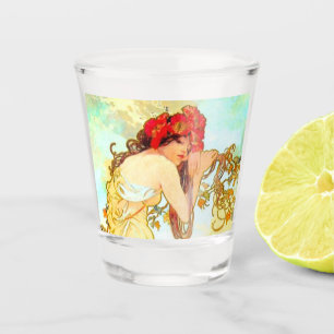 Alphonse Mucha Jugendstil Sommer Schnapsglas