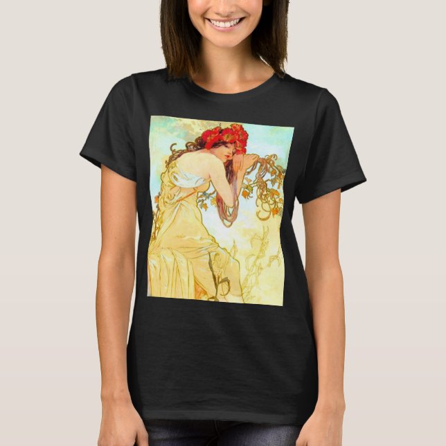 Alphonse Mucha Jugendstil Sommer T-Shirt (Vorderseite)