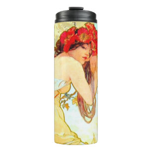 Alphonse Mucha Jugendstil Sommer Thermosbecher