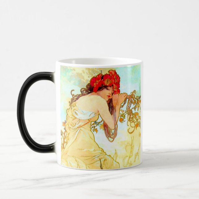 Alphonse Mucha Jugendstil Sommer Verwandlungstasse (Links)